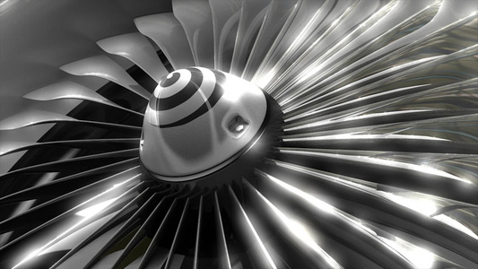 3d动画涡轮发动机前风扇视频