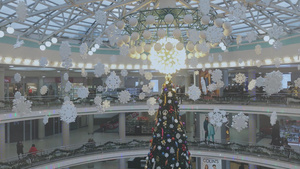 圣诞节临近商场圣诞树闪烁着霓虹灯12秒视频