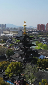 航拍苏州著名景点寒山寺旅游景区视频