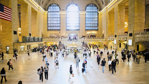 美国纽约市大中央车站的通勤者19秒视频