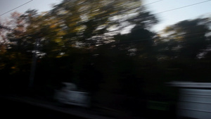 火车经过树木时的景色28秒视频