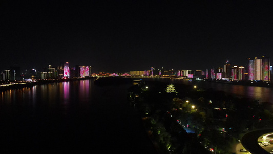 湖南长沙城市夜景灯光航拍视频