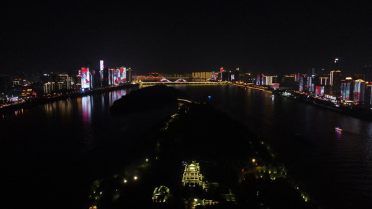 湖南长沙城市夜景灯光航拍视频