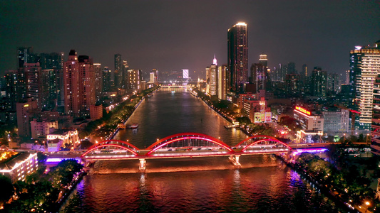 4K实拍广州城市唯美夜景车流[爆改]视频