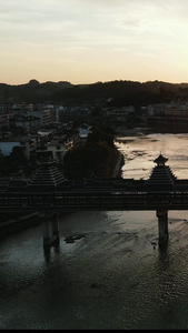 侗族风雨桥竖屏航拍视频