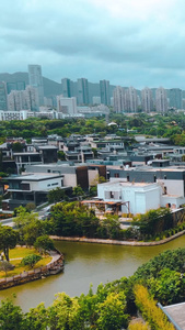 高清航拍深圳欢乐海岸建筑风光城市建筑视频