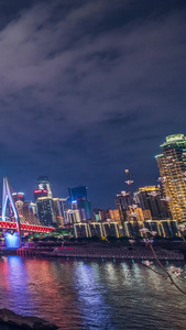 重庆千厮门大桥夜景延时山城夜景视频