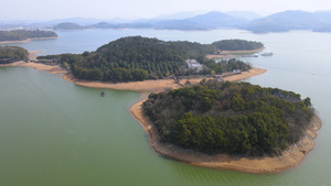 溧阳天目湖湖中岛航拍4K67秒视频