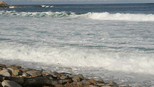海浪和岩石美国北加利福尼亚州蒙特雷21秒视频