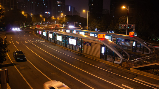 BRT站台唯美大气夜景延时摄影视频