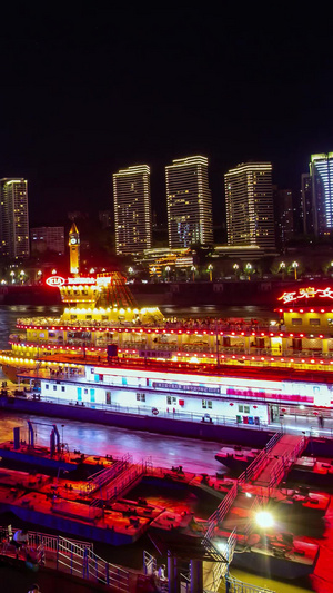 重庆标志性坐标朝天门两江交汇点夜景来福士广场6秒视频