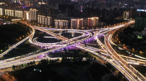郑州金水路立交桥夜景航拍4K视频29秒视频