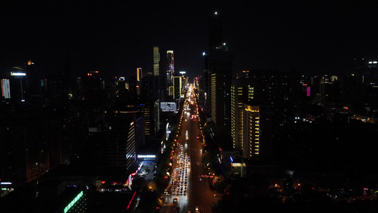 夜幕降临城市交通夜景灯光4K航拍视频视频