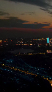 航拍夜色中的武汉电视塔和城市夜景视频