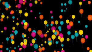 粒子五彩气球飘飞元素带透明度通道23秒视频
