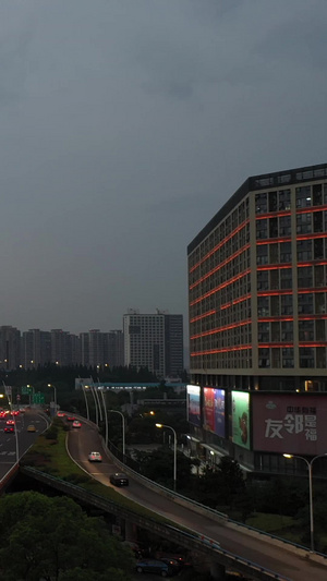 南京卡子门高架交通车流航拍城市建筑群夜景69秒视频