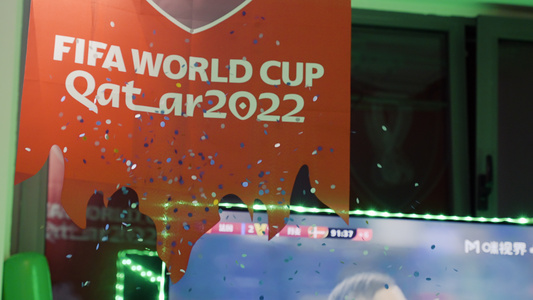 4K卡塔尔世界杯球迷庆祝胜利礼花视频