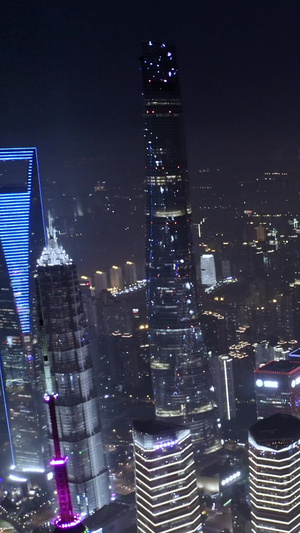 浦江两岸夜景航拍一线城市16秒视频