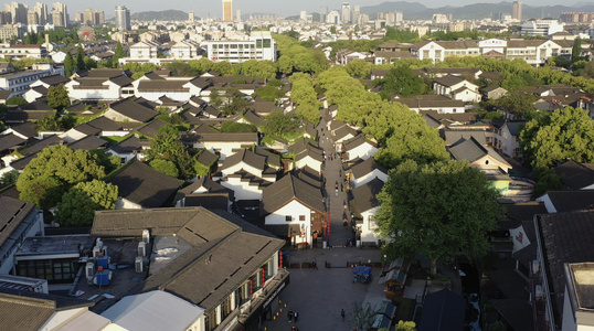 绍兴老城区仓桥直街风光视频