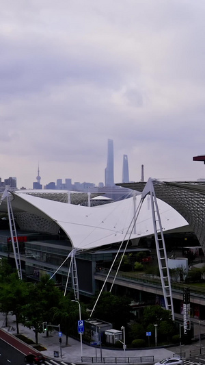上海世博园天际线航拍上海城市宣传片13秒视频
