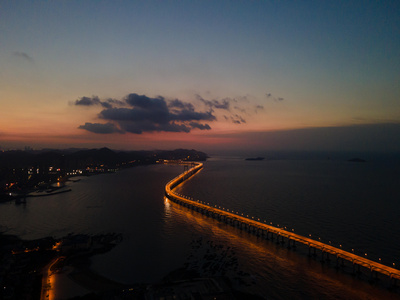 大连星海大桥夜转日延时航拍8K视频