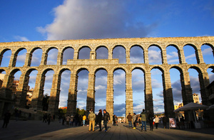 西班牙塞戈维亚标志性建筑古罗马渡槽30秒视频