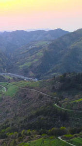 航拍黄山歙县石潭村山区日落延时风景区视频