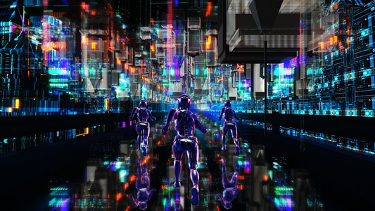 4K三维科幻赛博朋克城市穿梭背景视频
