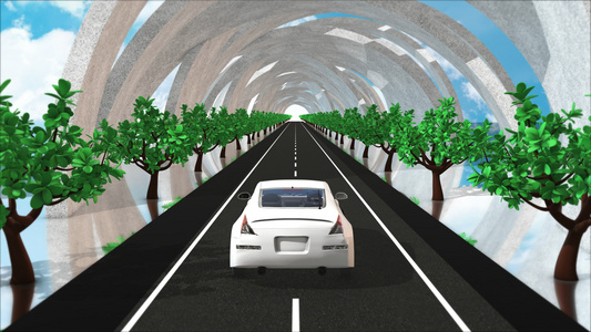 4K新能源汽车隧道行驶背景视频