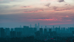 无锡城市晚霞8K延时无锡城市全景苏宁广场城市中心10秒视频