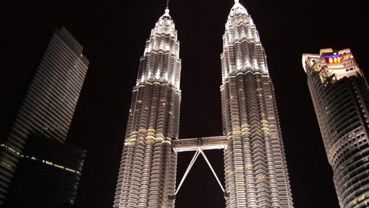 吉隆坡cbd双层双塔(klcc)夜景视频