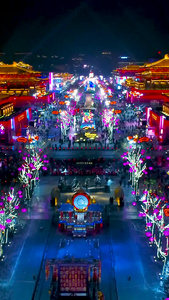 最新西安大唐不夜城航拍新年习俗视频