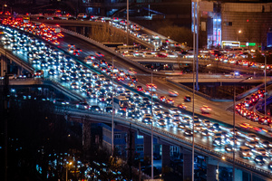 北京国贸桥高峰期堵车8K延时28秒视频