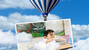 可爱热气球儿童图片展示相册会声会影X10模板140秒视频