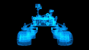 4K透明通道全息火星车素材15秒视频