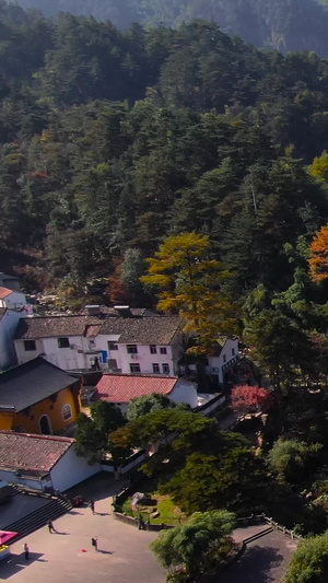 航拍佛教圣地九华山风景区村落视频旅游景点38秒视频