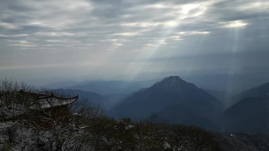冬天雪景雾凇贵州梵净山 视频
