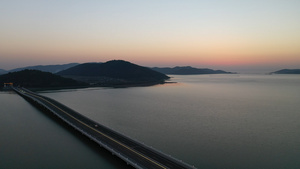 4K航拍苏州太湖西山大桥日落43秒视频