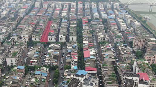 密集城市住宅小区航拍视频