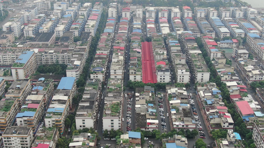 密集城市住宅小区航拍视频