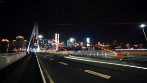 4K延时重庆大桥夜景车流14秒视频