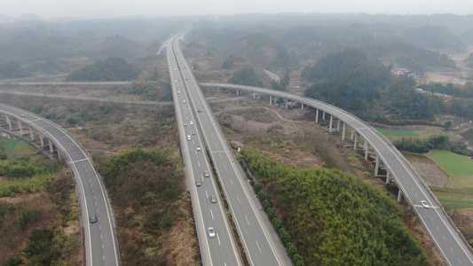 高速公路交通高架桥桥梁航拍视频