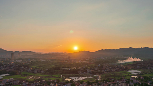 4K实拍美丽乡村夕阳日落延时摄影视频