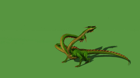 3d 动画,在绿屏上隔绝的海德拉神秘水蛇咆哮视频