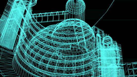 全息工业建筑3d框架模型视频