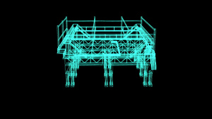 3d工业平台电线框架模型15秒视频
