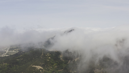 青岛大珠山风景区平流雾视频