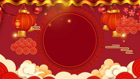 4K动态红色喜庆春节循环背景视频视频