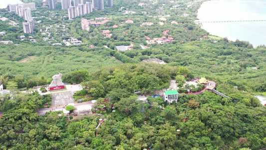 航拍中国海南三亚鹿回头风景区鹿回头半岛视频