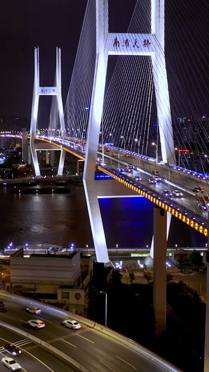 上海南浦大桥夜景航拍CBD18秒视频
